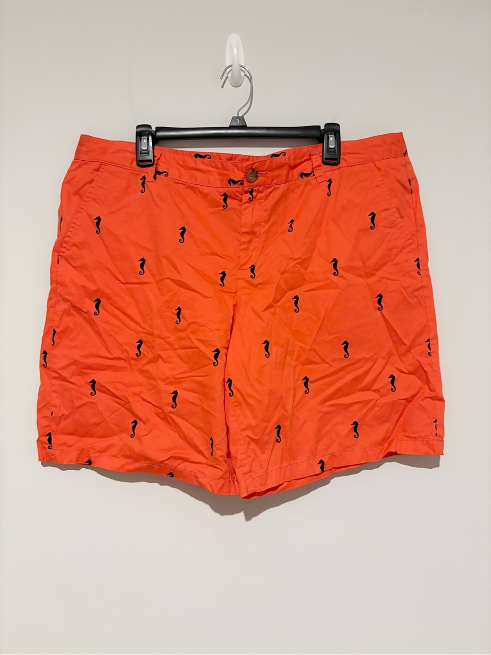 MERONA Sea Horse Print Shorts Pockets Cotton Nautical orange size 16
